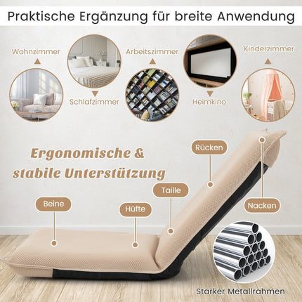 Verstellbarer Bodenstuhl mit 6-facher Neigungsverstellung, Beige