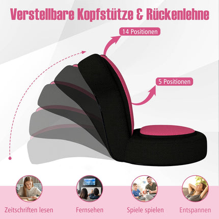 Verstellbarer Bodenstuhl mit Kopf- und Rückenlehne, Pink