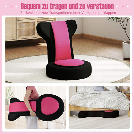 Verstellbarer Bodenstuhl mit Kopf- und Rückenlehne, Pink