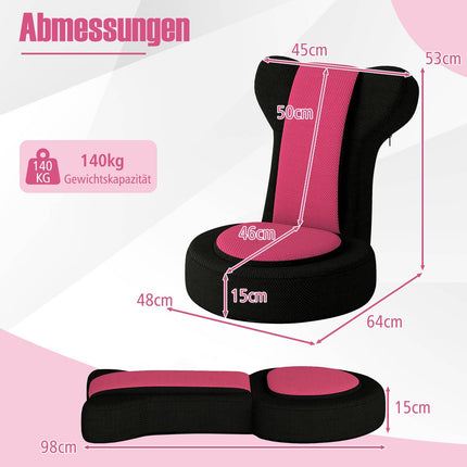 Verstellbarer Bodenstuhl mit Kopf- und Rückenlehne, Pink