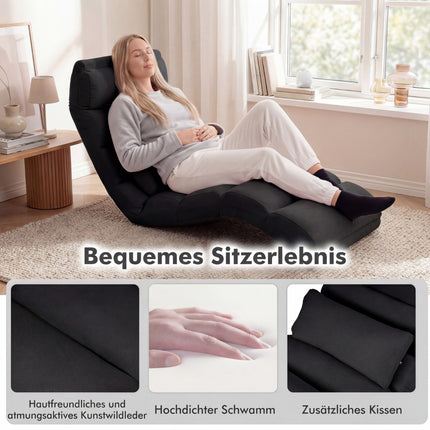 Adjustable Floor Chair with Recline & Sleep Function, Black
