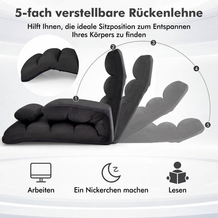 Adjustable Floor Chair with Recline & Sleep Function, Black
