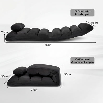 Adjustable Floor Chair with Recline & Sleep Function, Black