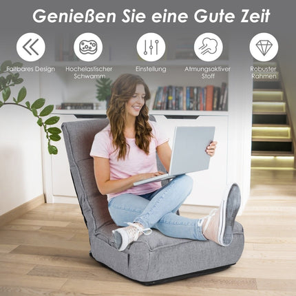 Verstellbares Gaming-Bodensessel mit Rückenlehne, Grau