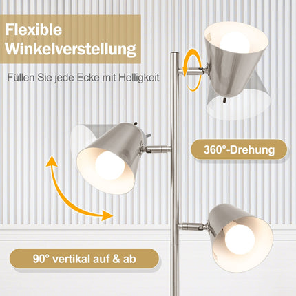 Adjustable Floor Lamp with 3 LED Bulbs, 360 Shades