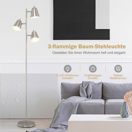 Adjustable Floor Lamp with 3 LED Bulbs, 360 Shades