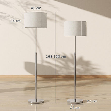 Adjustable Floor Lamp with Remote, Beige Fabric Shade