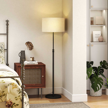 Adjustable Floor Lamp with Remote, Fabric Shade, Black