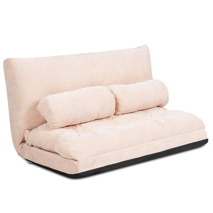 Adjustable Floor Sofa Bed with 2 Cushions, Beige