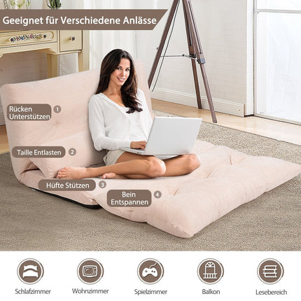 Adjustable Floor Sofa Bed with 2 Cushions, Beige