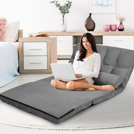 Adjustable Floor Sofa Bed with 2 Cushions, Grey
