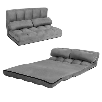 Adjustable Floor Sofa Bed with 2 Cushions, Grey