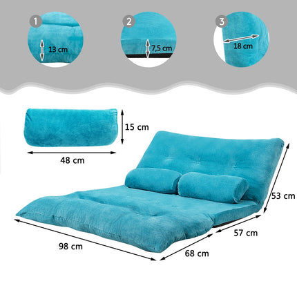 Adjustable Floor Sofa with Cushions, Blue, 180 x 98 cm