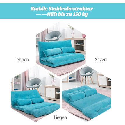 Adjustable Floor Sofa with Cushions, Blue, 180 x 98 cm