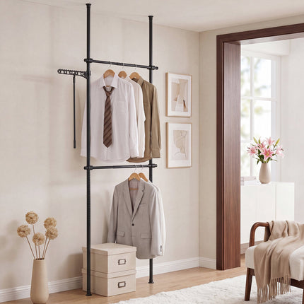 Adjustable Floor-to-Ceiling Clothes Rack, Black, 43.3"-124"