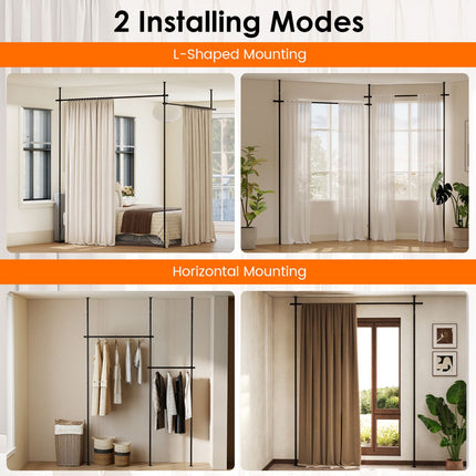 Adjustable Floor-to-Ceiling Room Divider Curtain Rod, Black