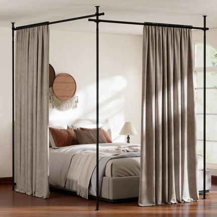 Adjustable Floor-to-Ceiling Room Divider Curtain Rod, Black