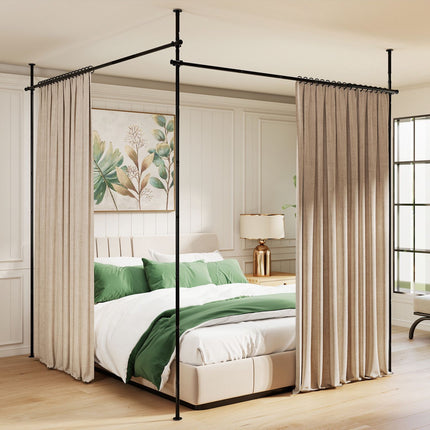 Adjustable Floor-to-Ceiling Room Divider Curtain Rod, Black