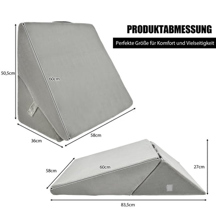 Verstellbares Schaumstoffkeilkissen, 58x50,5x36 cm, Grau