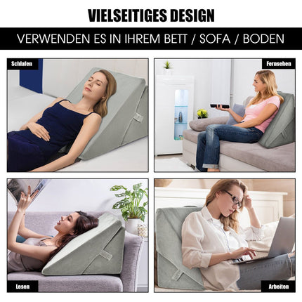 Verstellbares Schaumstoffkeilkissen, 58x50,5x36 cm, Grau