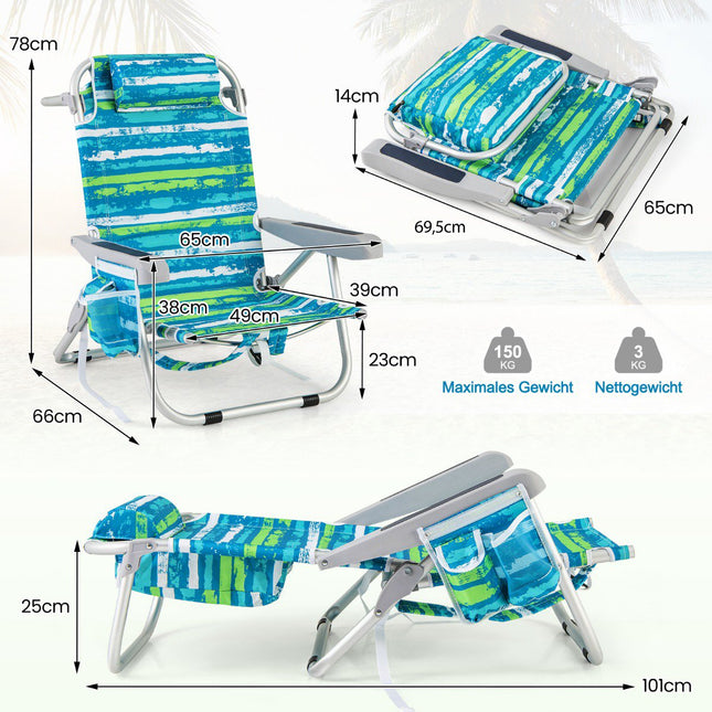 Strandstühle Set Klappbare Campingstühle mit verstellbarer Rückenlehne