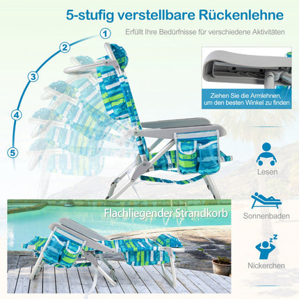Strandstühle Set Klappbare Campingstühle mit verstellbarer Rückenlehne