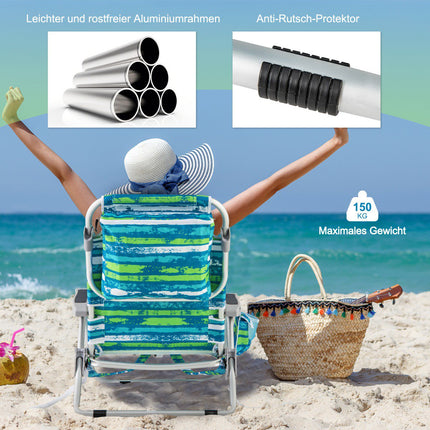 Strandstühle Set Klappbare Campingstühle mit verstellbarer Rückenlehne