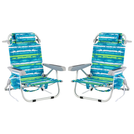 Verstellbare Klappstrandstühle 2er-Set – Blau & Grün