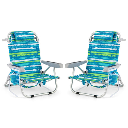 Verstellbare Klappstrandstühle 2er-Set – Blau & Grün