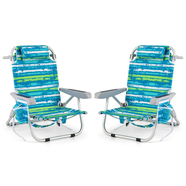 Verstellbare Klappstrandstühle 2er-Set – Blau & Grün