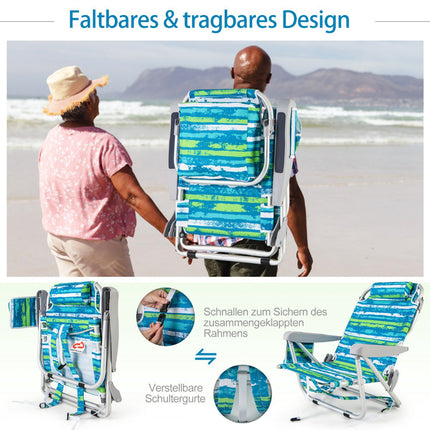Verstellbare Klappstrandstühle 2er-Set – Blau & Grün