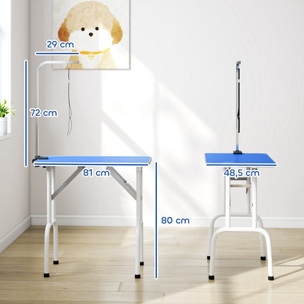 Adjustable Folding Dog Grooming Table with Blue Non-Slip Surface