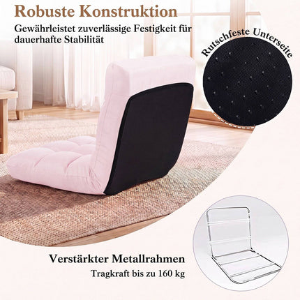 Verstelbare, opklapbare gamingbank, lichtroze stof
