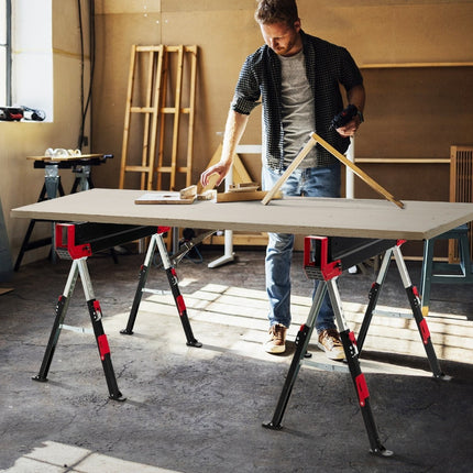 Adjustable Folding Sawhorse Set, Steel, 2-Pack, 61.5–82.7 cm