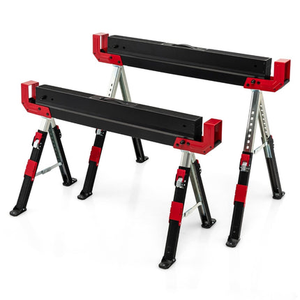 Adjustable Folding Sawhorse Set, Steel, 2-Pack, 61.5–82.7 cm