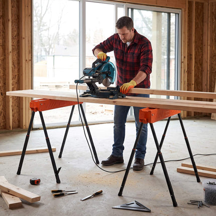 Adjustable Folding Sawhorses, Metal, 250kg Capacity, Set of 2