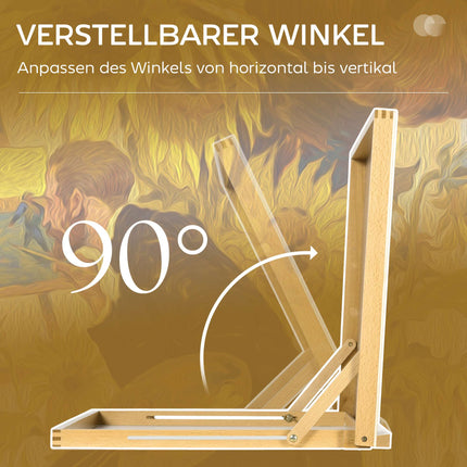 Verstellbare Staffelei aus Buchenholz, zusammenklappbar, 75,8x51 cm