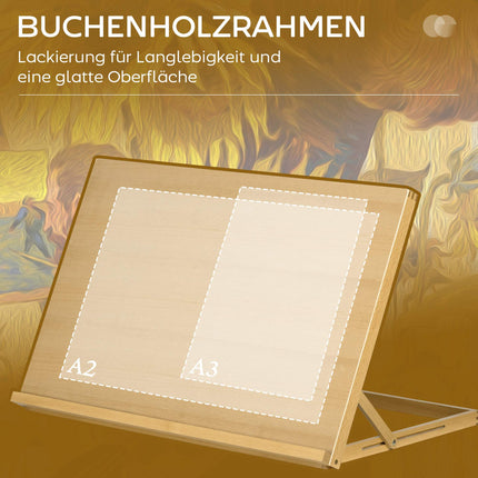 Verstellbare Staffelei aus Buchenholz, zusammenklappbar, 75,8x51 cm
