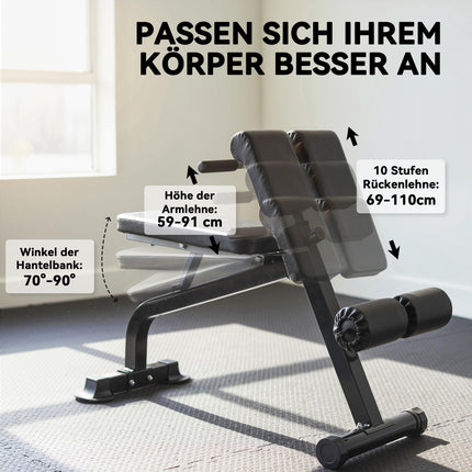 Adjustable Folding Weight Bench, Steel Frame, Black