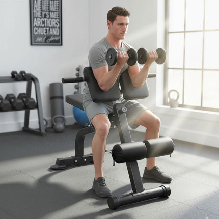 Adjustable Folding Weight Bench, Steel Frame, Black