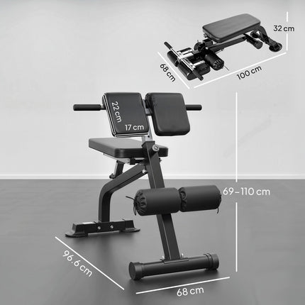 Adjustable Folding Weight Bench, Steel Frame, Black