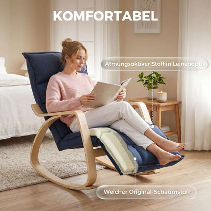 Adjustable Footrest Rocking Chair, Blue Birch Veneer