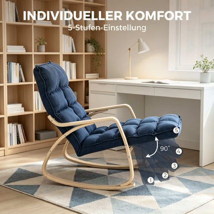Adjustable Footrest Rocking Chair, Blue Birch Veneer