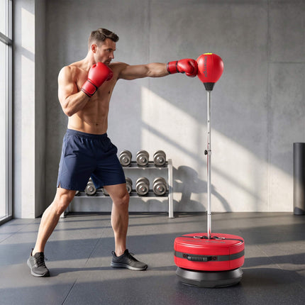 Adjustable Freestanding Punching Bag Set with Gloves & Pump