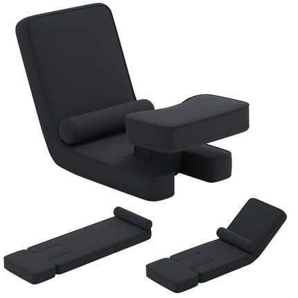 Verstellbarer Gaming-Bodenstuhl mit Fußstütze, Schwarz