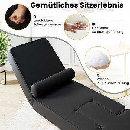 Verstellbarer Gaming-Bodenstuhl mit Fußstütze, Schwarz