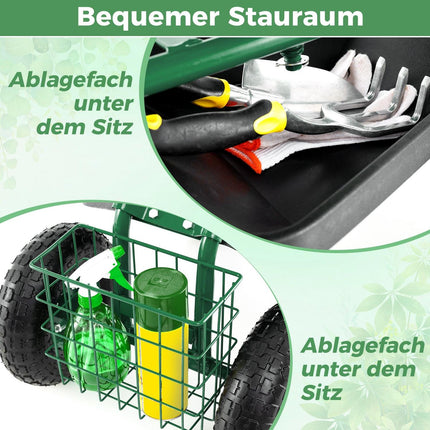 Verstellbarer Gartensitz mit Stauraum und Gummireifen