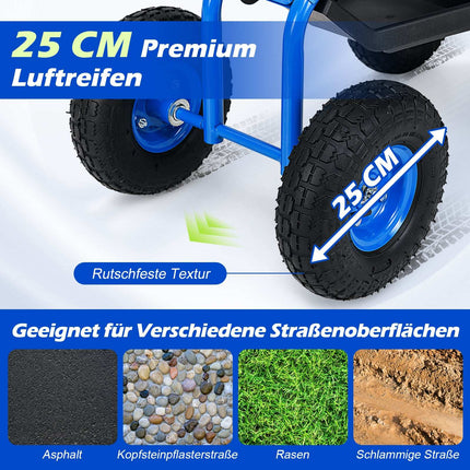 Adjustable Garden Seat with Wheels and Storage, Blue