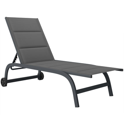 Adjustable Garden Sun Lounger, Breathable Mesh, Dark Grey