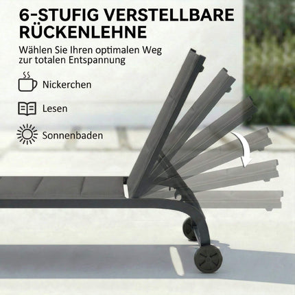 Adjustable Garden Sun Lounger, Breathable Mesh, Dark Grey